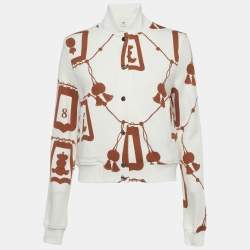 Pre Owned Hermes White/Brown Lantern Print Cotton Jacket M