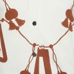 Pre Owned Hermes White/Brown Lantern Print Cotton Jacket M