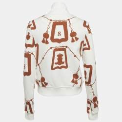 Pre Owned Hermes White/Brown Lantern Print Cotton Jacket M