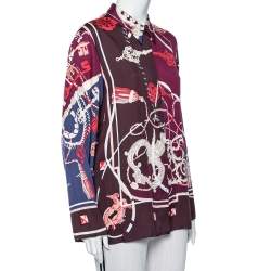 Hermes Multicolor Silk Cles et Badines Printed Classic Shirt L