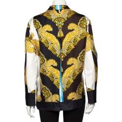 Pre Owned Hermes Multicolor Sous L'egide de Mars Reyures Printed Silk Shirt L