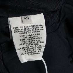 Hermes Black Leather Zip Front Biker Jacket M