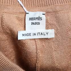 Hermes Beige Torsades Cliquetis Unies Cashmere Jacquard Knit Bootcut Pants M