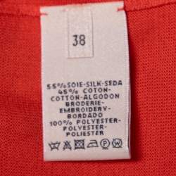 Pre Owned Hermes Coral Pink Silk Knit Short Sleeve Sweater M