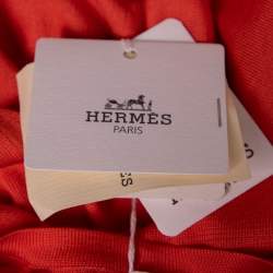 Pre Owned Hermes Coral Pink Silk Knit Short Sleeve Sweater M