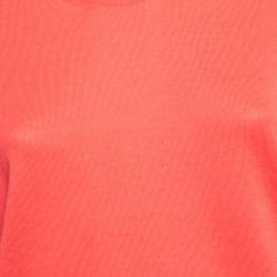 Pre Owned Hermes Coral Pink Silk Knit Short Sleeve Sweater M