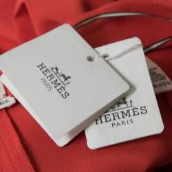 Hermes Coral Pink Textured Wool Crepe Trousers L