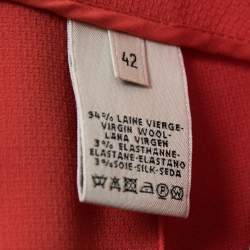 Hermes Coral Pink Textured Wool Crepe Trousers L