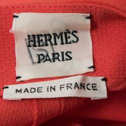 Hermes Coral Pink Textured Wool Crepe Trousers L