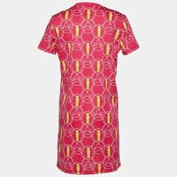 Pre Owned Hermes Rose Flash Promenade du Matin Print Cotton Shift Dress S