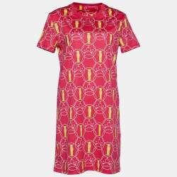Pre Owned Hermes Rose Flash Promenade du Matin Print Cotton Shift Dress S