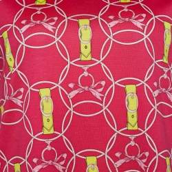 Pre Owned Hermes Rose Flash Promenade du Matin Print Cotton Shift Dress S