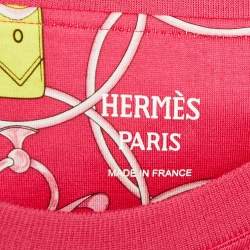 Pre Owned Hermes Rose Flash Promenade du Matin Print Cotton Shift Dress S