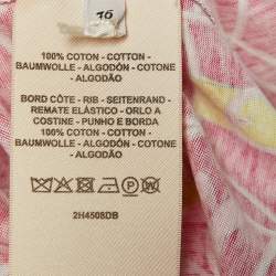 Pre Owned Hermes Rose Flash Promenade du Matin Print Cotton Shift Dress S