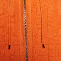 Pre Owned Hermes Orange & Brown Wool Quilted Reversible Zipped Cardigan S