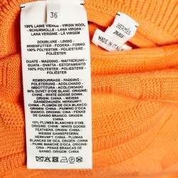 Pre Owned Hermes Orange & Brown Wool Quilted Reversible Zipped Cardigan S