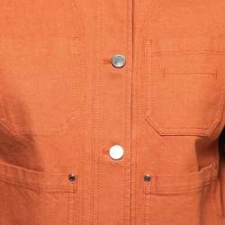 Hermes Orange Stretch Denim Jacket M