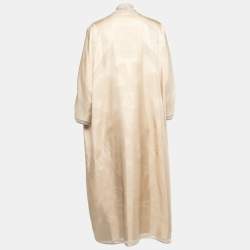Hermes Gold Jacquard Silk Kaftan Inspired Open Cardigan M