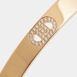 Hermes H d'Ancre Diamonds 18k Rose Gold Bracelet