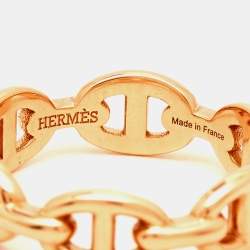 Hermès Chaine d'Ancre Enchainee 18k Rose Gold Ring Size 53