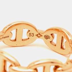 Hermès Chaine d'Ancre Enchainee 18k Rose Gold Ring Size 53
