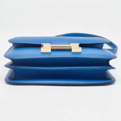 Hermes Bleu France Swift Leather Gold Finish Constance 18 Mini Bag