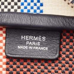 Hermès Marine/Ecru/Brique Madras Viking Canvas Victoria III Fourre-Tout Mini Bag