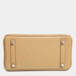 Hermès Biscuit Swift Leather Palladium Finish In and Out Birkin 25 Bag