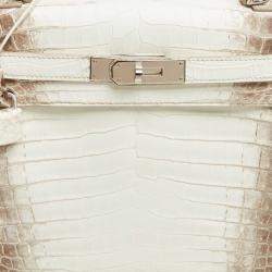 Hermès Blanc Crocodile Niloticus Himalaya Palladium Finish Kelly Retourne 32 Bag