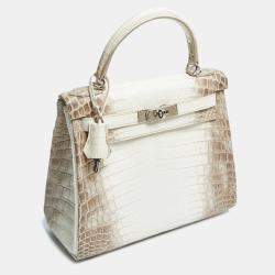 Hermès Blanc Crocodile Niloticus Himalaya Palladium Finish Kelly Retourne 32 Bag