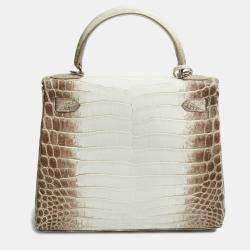 Hermès Blanc Crocodile Niloticus Himalaya Palladium Finish Kelly Retourne 32 Bag