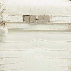 Hermès Blanc Crocodile Niloticus Himalaya Palladium Finish Kelly Retourne 32 Bag