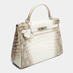 Hermès Blanc Crocodile Niloticus Himalaya Palladium Finish Kelly Retourne 32 Bag