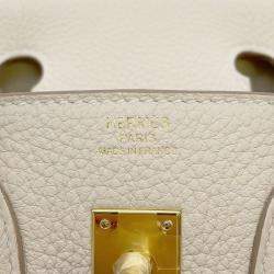 Hermes Craie Togo Leather Birkin 25 Tote Bag