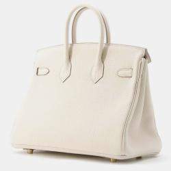 Hermes Craie Togo Leather Birkin 25 Tote Bag