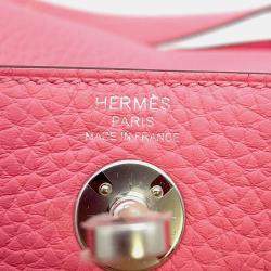 Hermes Rose Azalee Taurillon Clemence Lindy Mini Shoulder Bag