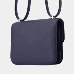 Hermes Blue Indigo Swift Leather Mini  Constance III Shoulder Bags