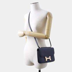 Hermes Blue Indigo Swift Leather Mini  Constance III Shoulder Bags