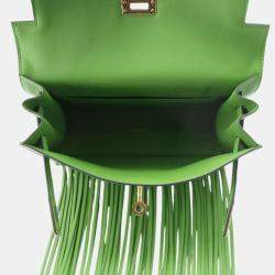 Hermes Vert Yucca Swift Leather Kelly Danse II Anate Fringe Shoulder Bags