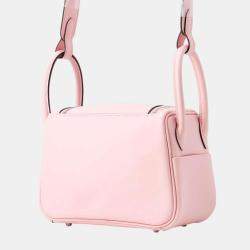 Hermes Rose Sakura Swift Leather Mini Lindy Shoulder Bag