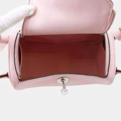 Hermes Rose Sakura Swift Leather Mini Lindy Shoulder Bag