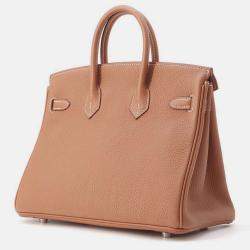 Hermes Gold Togo Leather Birkin 25 Tote Bag