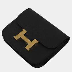Hermes Black Epsom Leather Constance Slim Wallet