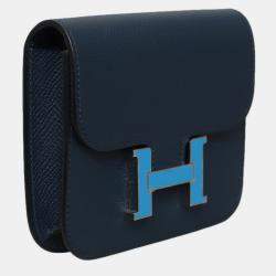 Hermes Blue Epsom Constance Slim Wallet