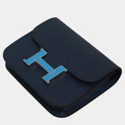 Hermes Blue Epsom Constance Slim Wallet