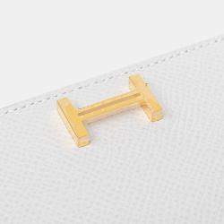 Pre Owned Hermes Gris Pale Epsom Bearn Card Holder GHW