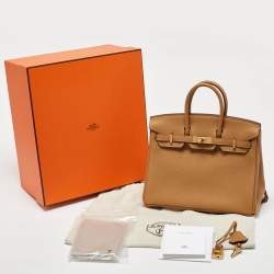 Hermes Biscuit Togo Leather Gold Finish Birkin 25 Bag
