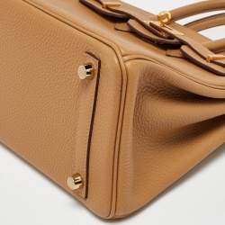 Hermes Biscuit Togo Leather Gold Finish Birkin 25 Bag