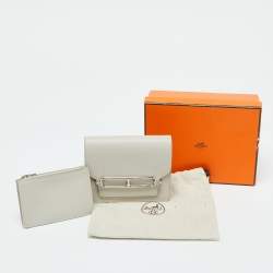 Hermes Evercolor Gris Perle Leather Roulis Slim Wallet