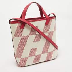 Hermes Ecru/Framboise Canvas and Swift Leather Cabas H En Biais 27 Bag